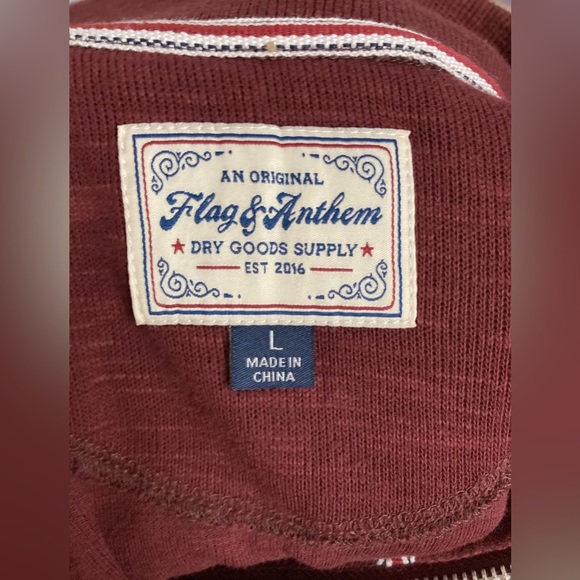 Flag & Anthem Mens 1/4 Zip Sweater Pullover Large Maroon Mid-Weight Stretch - Picture 3 of 13